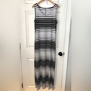 APT 9 Black/White Striped Maxi Dress